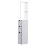 thumbnail of Columna auxiliar de baño moderno armario de baño mueble auxiliar de baño con 2 estantes 2 cajones y 1 puerta antivuelco 15x33x136,8 cm blanco