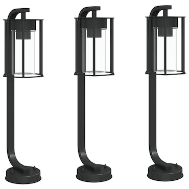 Helloshop26 - Lampadaires d'extérieur 3 pcs 60 cm acier inoxydable noir 02_0042552