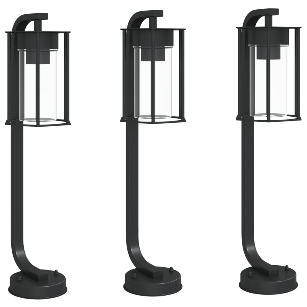 Helloshop26 - Lampadaires d'extérieur 3 pcs 60 cm acier inoxydable noir 02_0042552