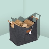 thumbnail of Relaxdays Kaminholzkorb Filz, 50L, Feuerholzkorb mit Tragegriffen, HBT: 40x51x32 cm, Filzkorb für Brennholz, innen, grau