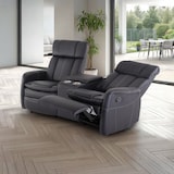 thumbnail of Kinosessel, 2er-Fernsehsessel mit mechanischer Relaxfunktion, Easy-Lift, für 2 Personen, 2 Getränkehalter, Kunstleder in Schwarz, Raburg Maxx