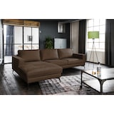 thumbnail of KAWOLA Sofá BLOOM Sofá de esquina de cuero marrón oscuro Recamiere izquierda