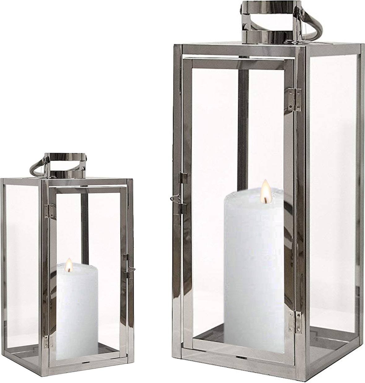 2er Edelstahl-Laterne Stalllaterne Gartenlaterne Windlicht  30/40cm
