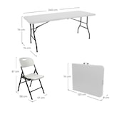 thumbnail of Faltbares Set Tisch 240 cm und 8 Stühle mit Griff Catering Weiß 7house