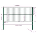 thumbnail of Panel de valla con postes hierro verde 1,7x0,8 m
