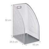 thumbnail of Relaxdays Stehsammler Metall, DIN A4, Stehordner breit, Mesh, Zeitschriftensammler Büro, HBT: 32 x 16 x 24,5 cm, silber