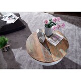 thumbnail of Industrie Stil Couchtisch `Serchio`: Klappbare Tischplatte, Aufbewahrung, recyceltes Massivholz, Metallkörper. Weiß, 60x60x34 cm | Kadima Design