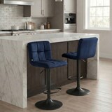 thumbnail of CHEFGASTRO 2er Set Barhocker ALASKA Samt Schwarz HxBxT 94x46x47cm Samt Blau Barstuhl