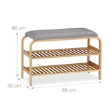 thumbnail of Relaxdays Schuhbank, 6 Paar Schuhe, gepolsterte Sitzfläche, Flur und Garderobe, Schuhaufbewahrung HBT 46x69x30 cm, natur