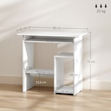 thumbnail of Schreibtisch 80x45x75 cm mit Tastaturablage und Regalfächern aus Spanplatte Melaminbeschichtet platzsparend pflegeleicht Weiß
