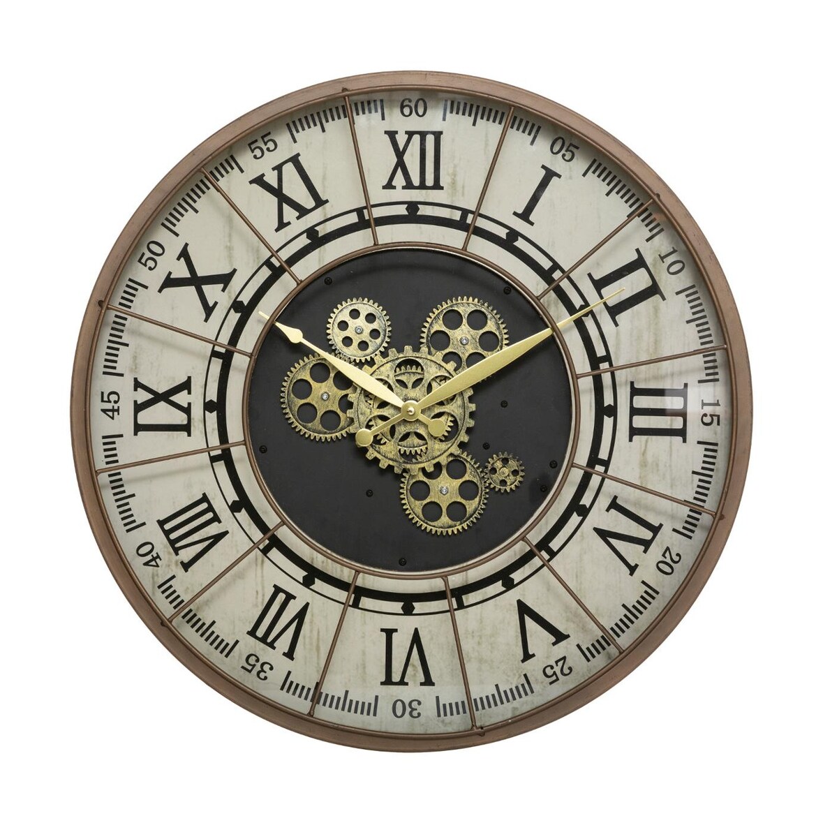 Atmosphera Stella - Relógio mecânico de ferro na cor marrom, 57x57x6cm, medindo 57x57x6cm