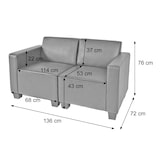 thumbnail of Modular 2-Sitzer Sofa Couch Lyon, Kunstleder ~ dunkelgrau
