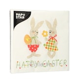 thumbnail of Papstar Servietten Bunny Couple Happy Easter 3 lagig 33x33cm 20 Stück