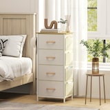 thumbnail of HOMCOM cajonera de tela cómoda con 4 cajones 4 bolsillos laterales 2 ganchos y estructura de acero cómoda para dormitorio pasillo beige