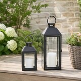 thumbnail of 2er Set Gartenlaternen Laternen Metall Windlicht Schwarz H23/39cm