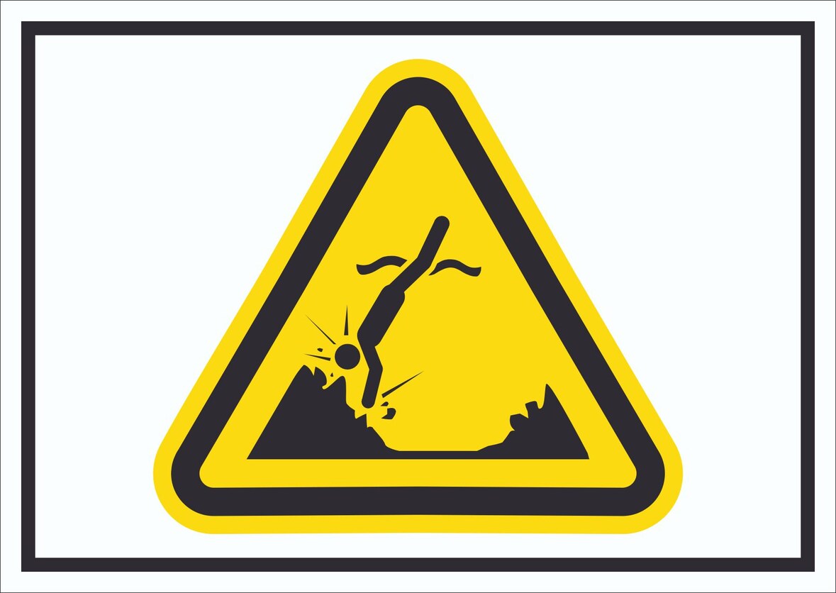 Schild Warnung Objekte Unterwasser Symbol A2 Rückseite selbstklebend