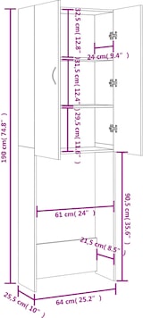 thumbnail of vidaXL Waschmaschinenschrank Betongrau 64x25,5x190 cm