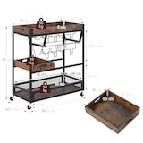 thumbnail of Carrito de servicio COSTWAY con bandeja extraíble, Carrito de cocina, 3 niveles, Carrito rodante con soporte de vidrio y estante para vino