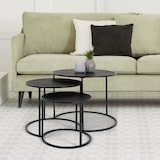 thumbnail of WellHome - Set van 3 bijzettafels in zwart melamine metaal Ø35Ø45Ø55cm