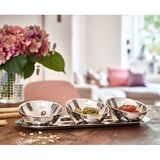 thumbnail of 3 Schalen Asti auf Tablett, Edelstahl hochglanzpoliert, Länge 30 cm, Schale ø 10 cm, Höhe 5 bis 8 cm