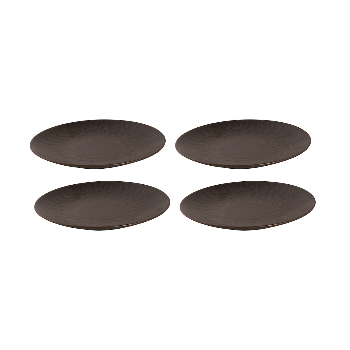 Palmer Flache Teller-Set Ruston, 4 x FrühStücksteller aus Steinzeug Ø 22 cm, Teller dunkelbraun, spülmaschinenfest - Modernes Steinzeug