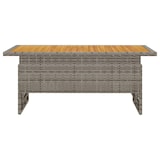 thumbnail of Gartentisch aus massivem Akazienholz und grauem Rattan 100x50x43/63cm.