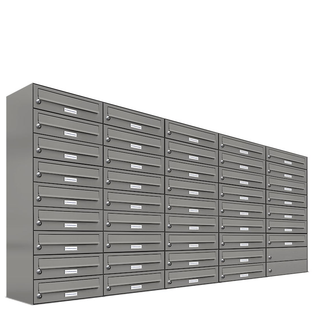 AL Briefkastensysteme 43 Fächer Premium Wand Briefkasten Anlage in RAL 9007 Aluminium Grau, Post A4, robust, wetterfest, Artikelnummer: 132P43EA5P9007