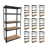 thumbnail of MegaPack 10 Estanterías Modulares Negras con 5 Baldas Ajustables 180x90x40cm 875Kg 7house