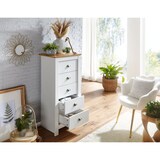 thumbnail of Sideboard mit 5 Schubladen 53x114x39 cm Kommode Weiß / Eiche Modern, Design Anrichte Hoch Schmal, Schubladenkommode