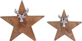 thumbnail of Holzfigur Stern 2er Set mit Hirschkopf Größe 25/19cm Aufsteller Mangoholz Aluminium