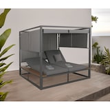 thumbnail of Aluminium Lounge-Gartenliege HWC-M63b, XL Sonnenliege Daybed, 10cm-Polster 200cm ~ dunkelgrau Polster grau