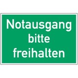 thumbnail of Schild Notausgang bitte freihalten, Kunststoff, 300x200 mm