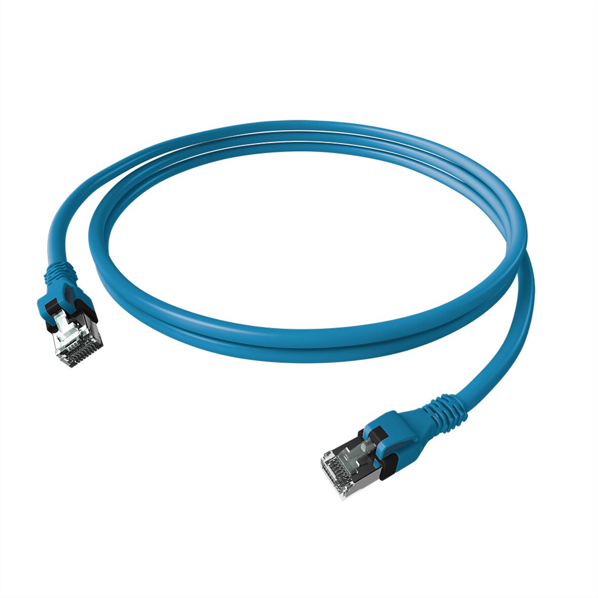 EasyLan DualBoot PushPull IP20 Patchkabel, Cat.6A (Class EA), S/FTP, blau, 10 m