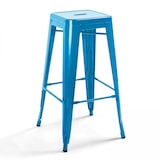 thumbnail of Lot de 4 tabourets de bar en acier bleu brillant