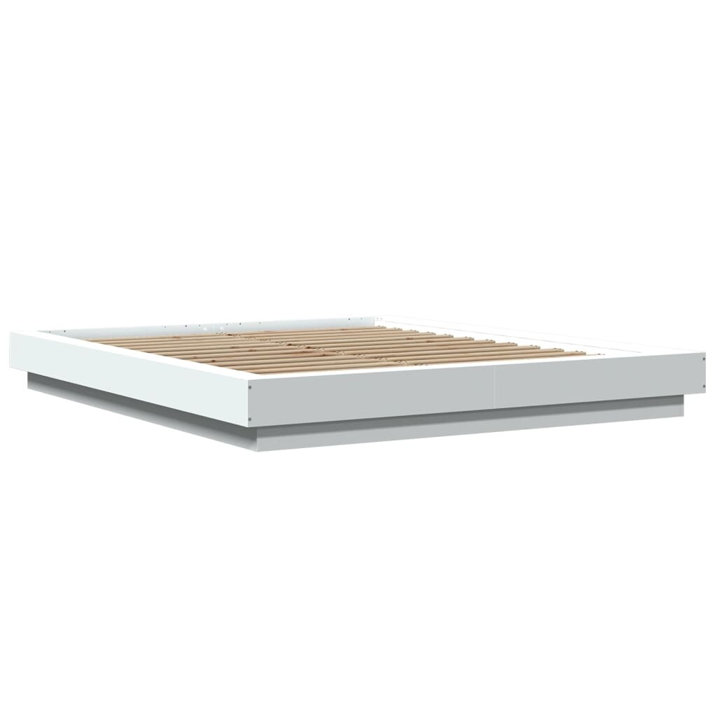 vidaXL Bettgestell mit LED Weiß 150x200 cm Holzwerkstoff