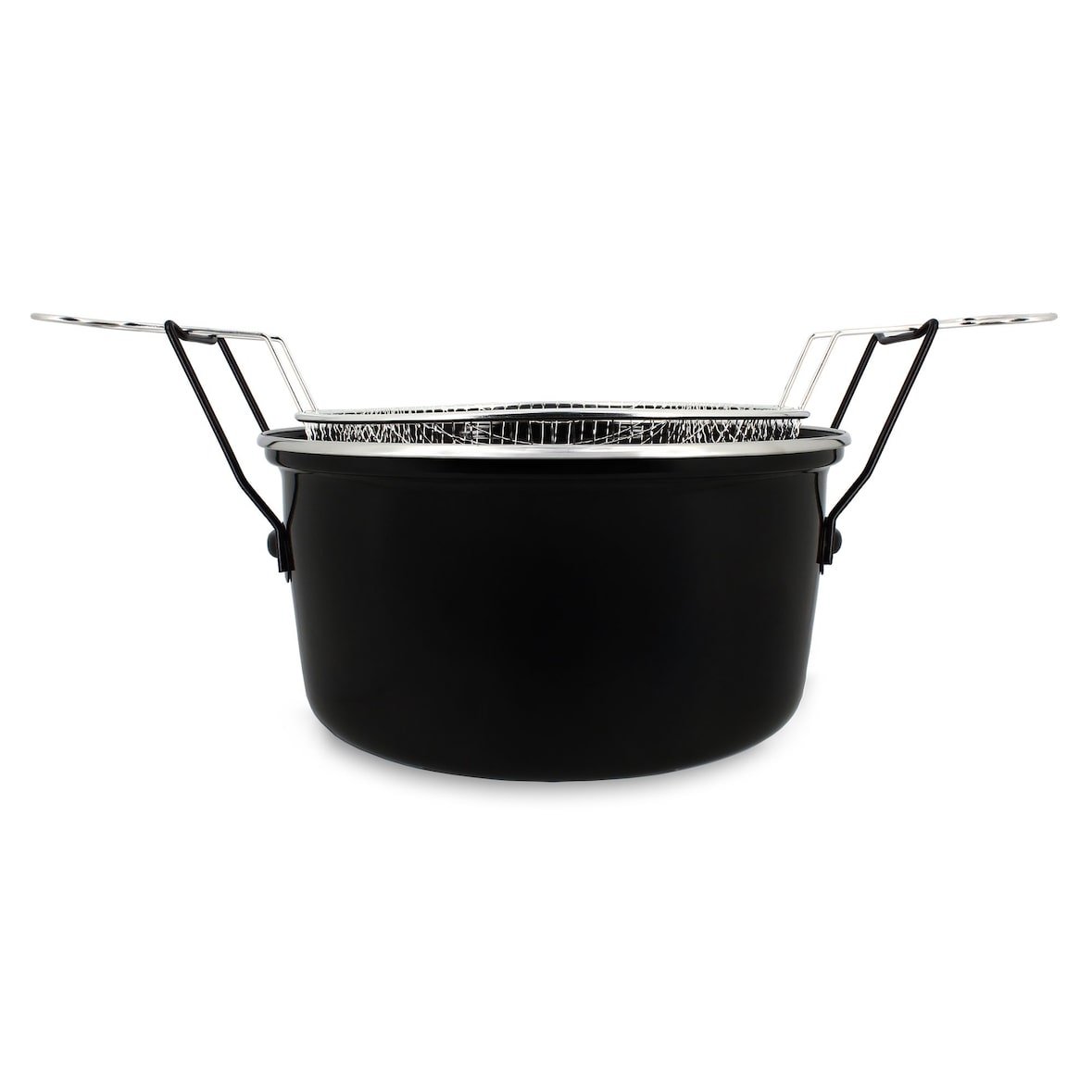 Menastyl - Friteuse du nord 28cm en acier emaille noir avec panier
