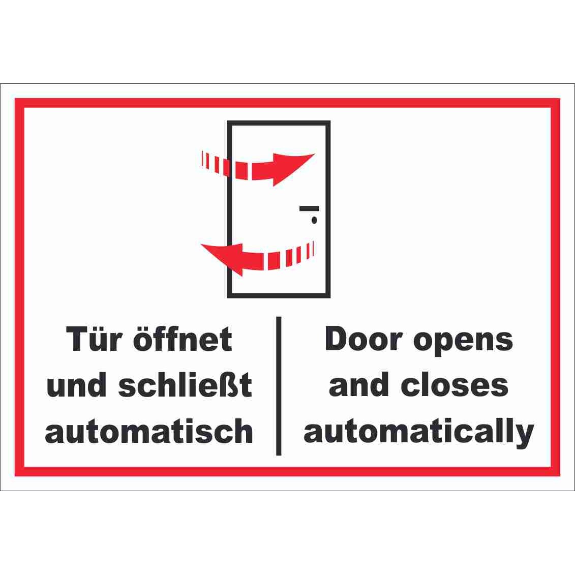 Schild Tür automatisch Door automatic waagerecht A3 Rückseite selbstklebend