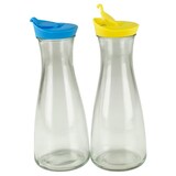 thumbnail of Glaskaraffe mit Deckel 1 Liter 2 Stück Blau/Gelb