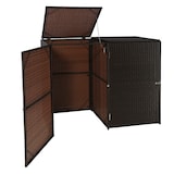 thumbnail of 2er-Mülltonnenverkleidung HWC-E25, Mülltonnenbox Mülltonnenabdeckung, Poly-Rattan 2x120l ~ braun