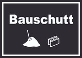 thumbnail of Bauschutt Mülltrennung Schild Text Symbol Ziegel Baustein waagerecht A2 (420x594mm)